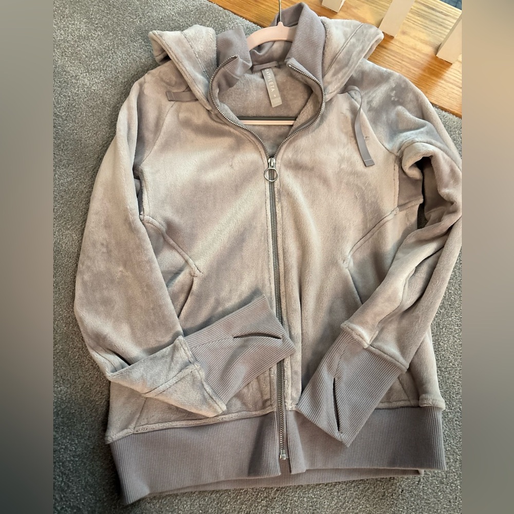 Athleta Light Gray Velour Hoodie